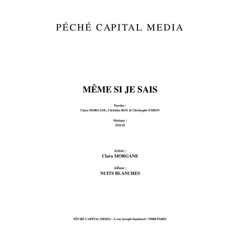 MÊME SI JE SAIS