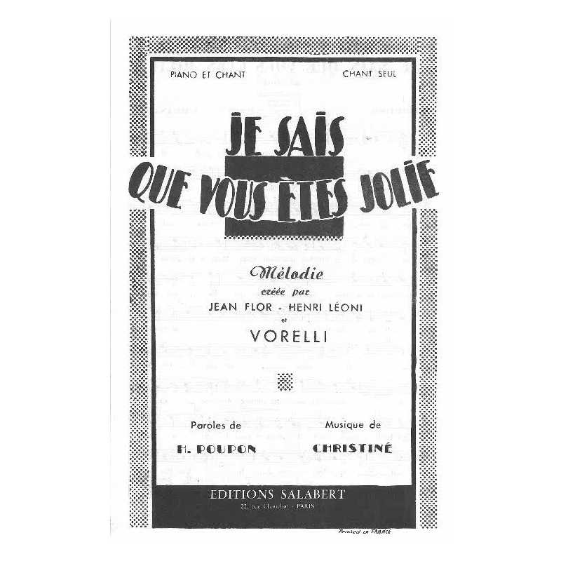 JE SAIS QUE VOUS ÊTES JOLIE
