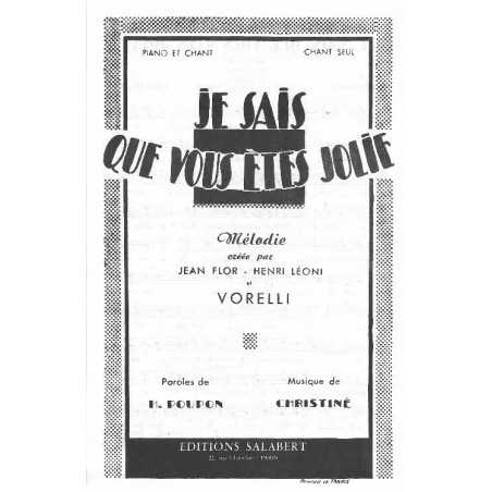 JE SAIS QUE VOUS ÊTES JOLIE