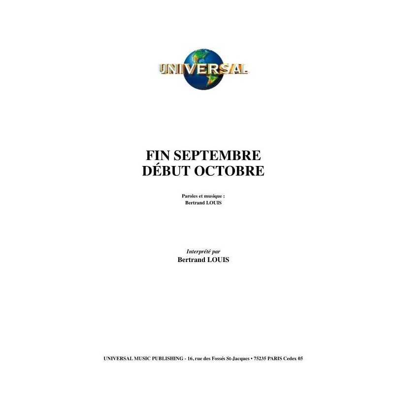 FIN SEPTEMBRE DÉBUT OCTOBRE