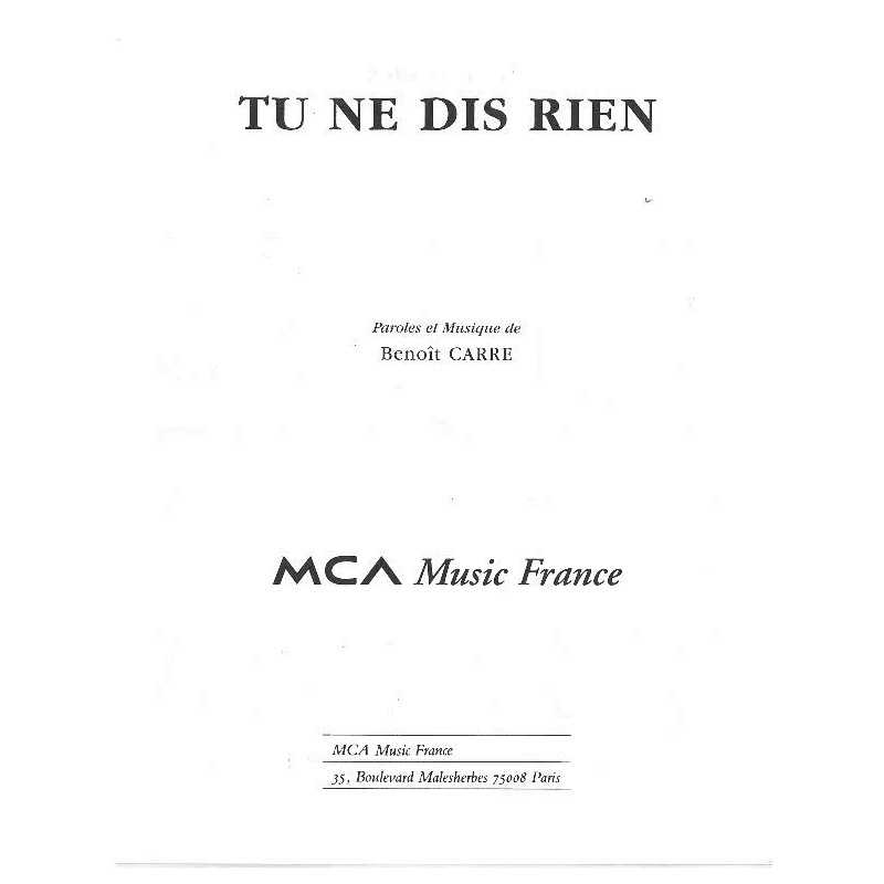 TU NE DIS RIEN