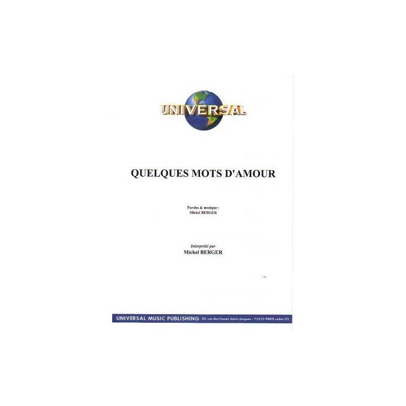 Sheet music QUELQUES MOTS D'AMOUR Michel Berger