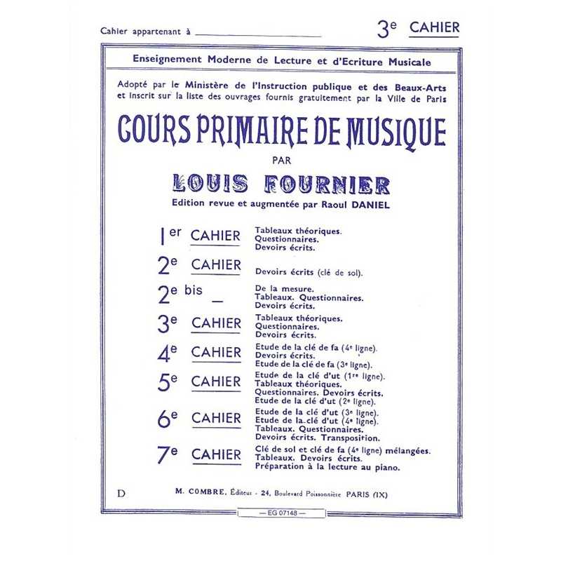 COURS PRIMAIRE DE MUSIQUE CAHIER 3