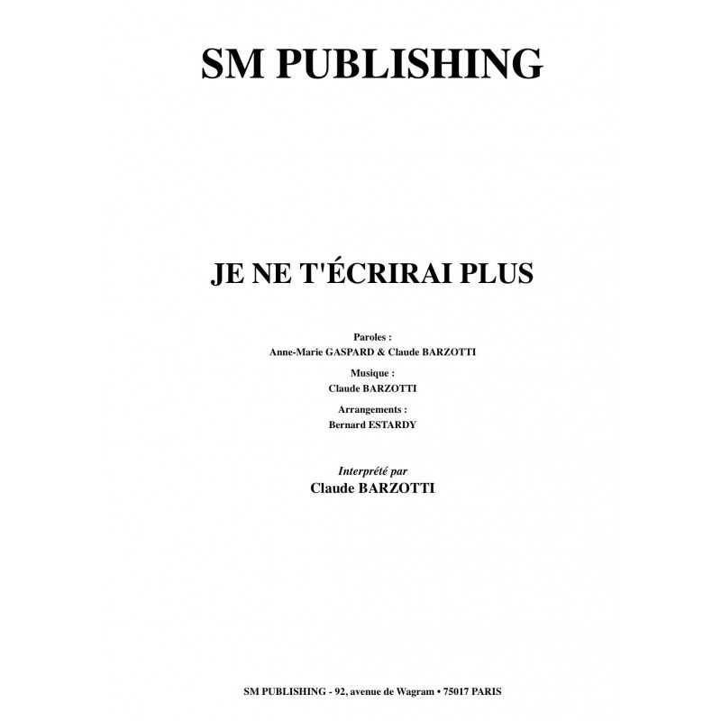 JE NE T'ÉCRIRAI PLUS
