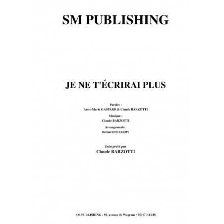 JE NE T'ÉCRIRAI PLUS