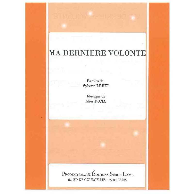 Partition MA DERNIÈRE VOLONTÉ Serge REGGIANI PDF