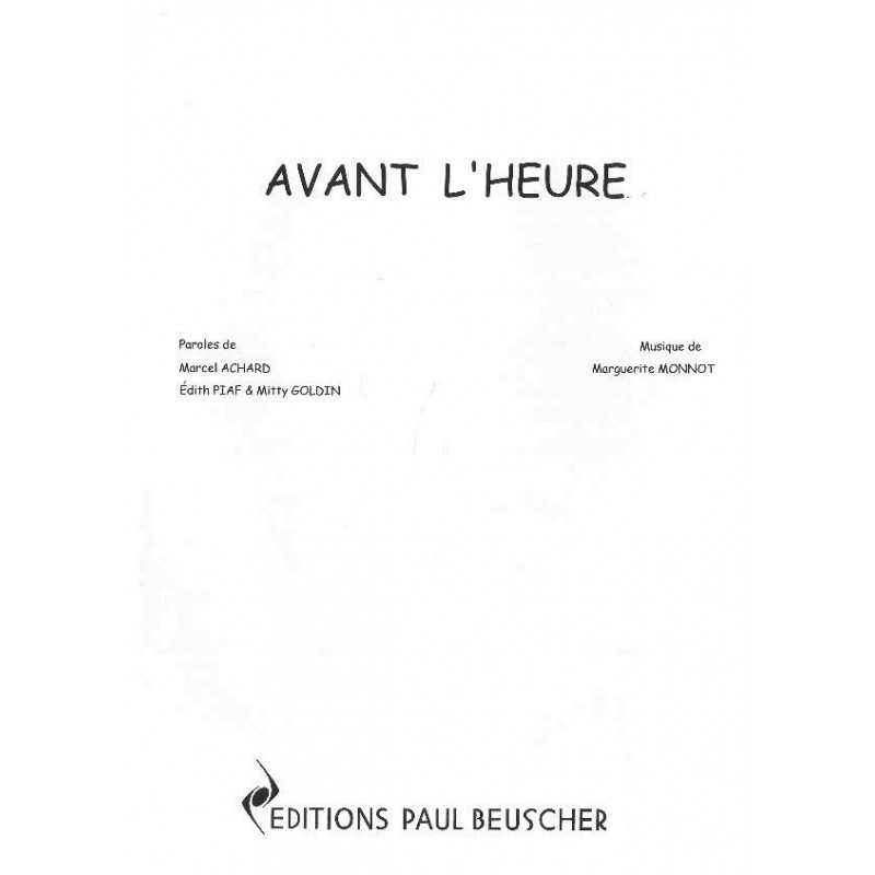 Partition AVANT L'HEURE Edith PIAF PDF