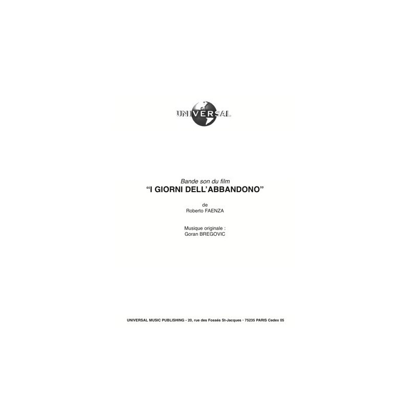 Sheet music I GIORNI DELL'ABBANDONO Goran BREGOVIC pdf