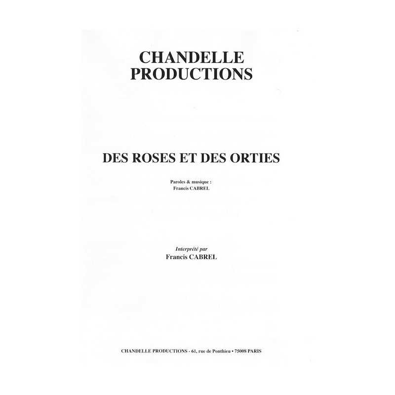 DES ROSES ET DES ORTIES Francis CABREL partition