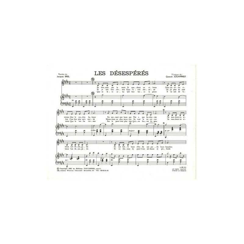 Partition LES DÉSESPÉRÉS Jacques Brel