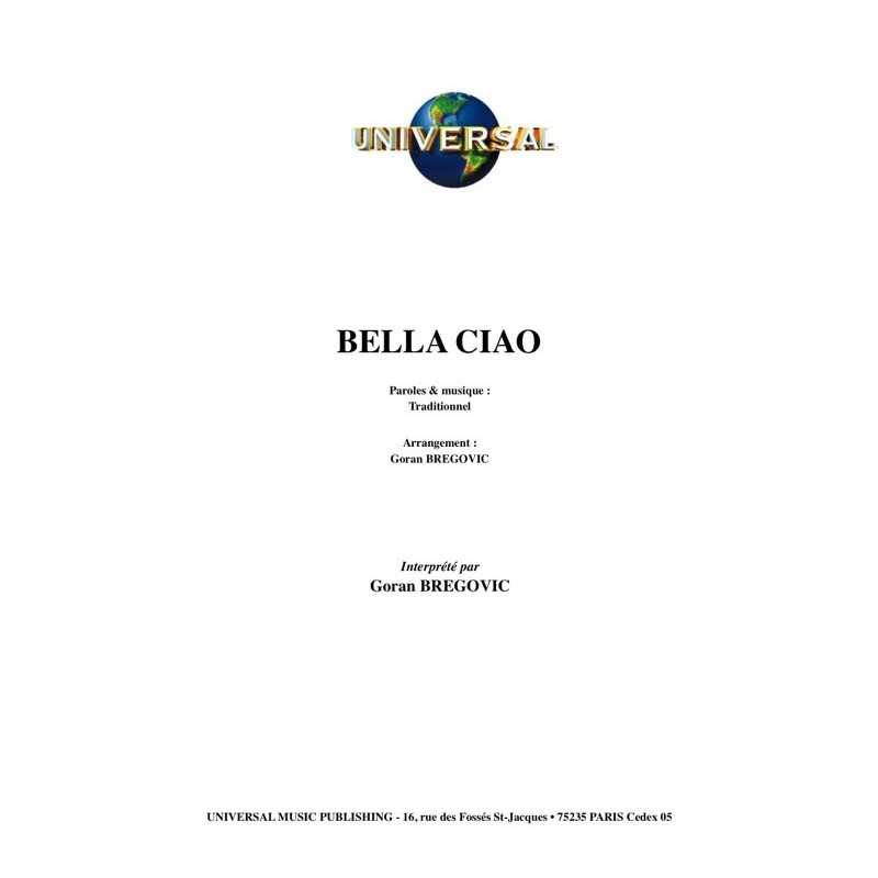 Partition BELLA CIAO Goran BREGOVIC PDF