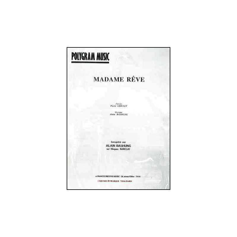MADAME RÊVE partition musique Bashung pdf