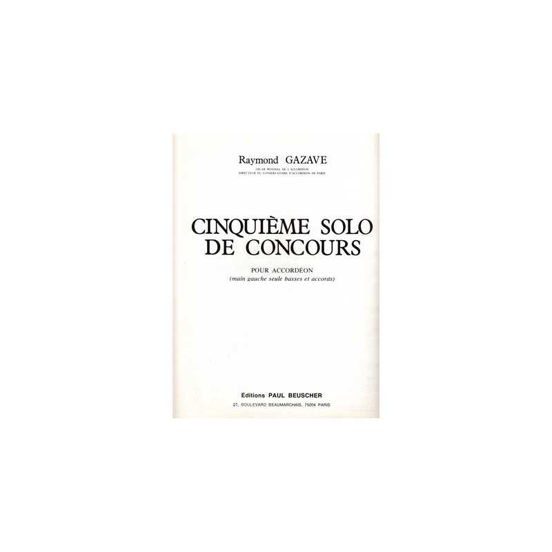 Sheet music CINQUIÈME SOLO DE CONCOURS POUR ACCORDÉON RAYMOND GAZAVE