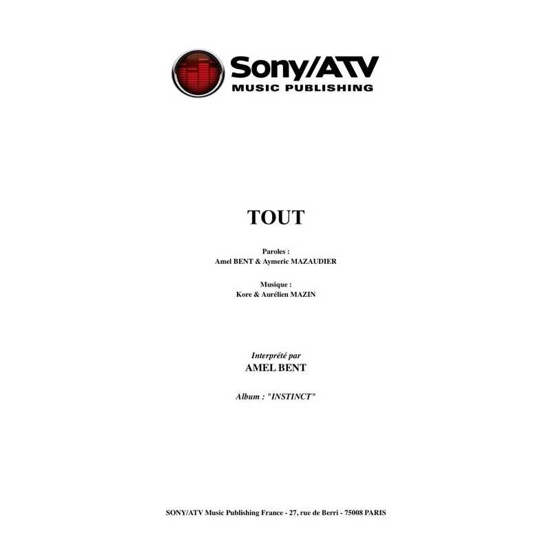 Sheet music TOUT Amel BENT pdf