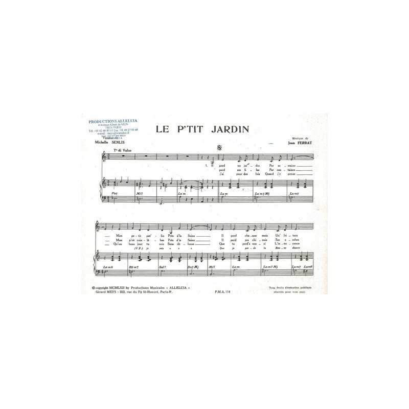 LE P'TIT JARDIN Jean FERRAT sheet music