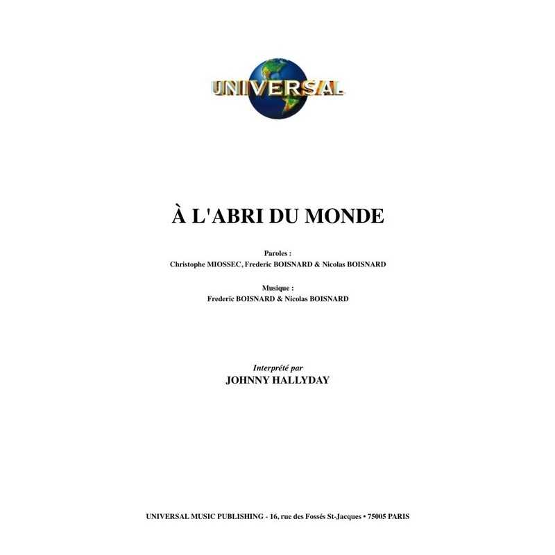 Sheet music À L'ABRI DU MONDE Johnny HALLYDAY