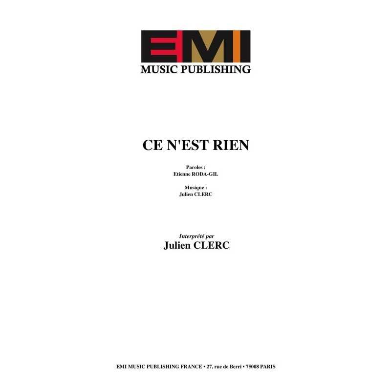 sheet music CE N'EST RIEN Julien clerc
