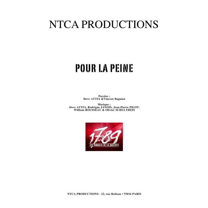 Partition POUR LA PEINE Les Amants de La Bastille 1789