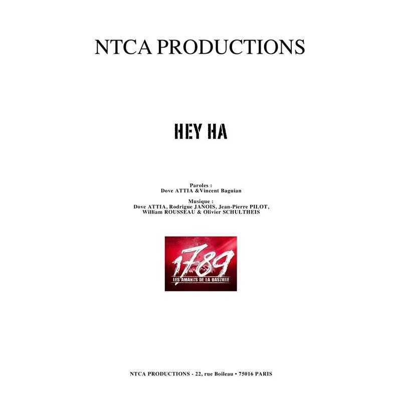 Partition HEY HA Les Amants de La Bastille 1789