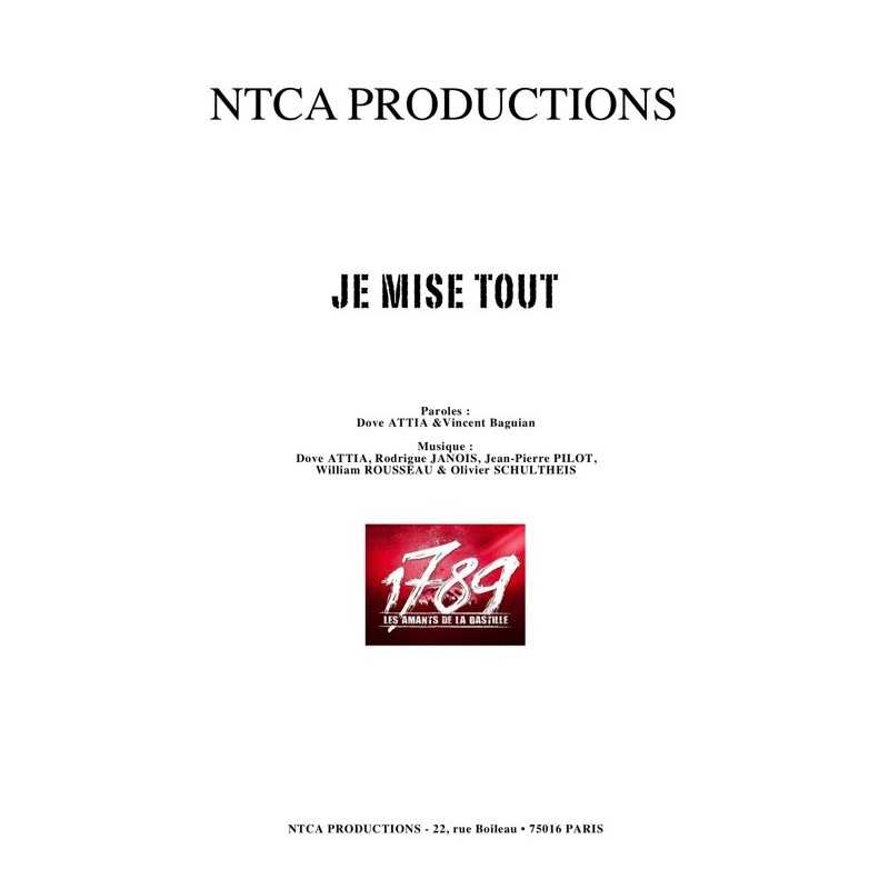 Partition JE MISE TOUT Les Amants de La Bastille 1789