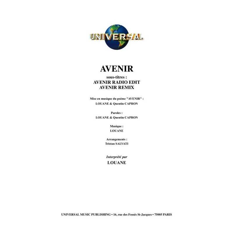 Partition AVENIR Louane pdf