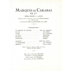 Songbook MARQUIS DE CARABAS ET CIE