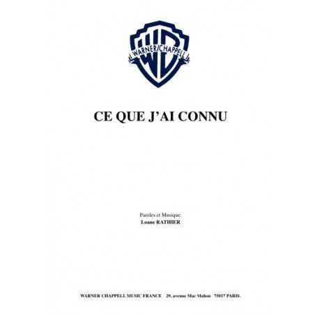 CE QUE J'AI CONNU