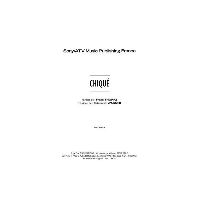 Sheet music CHIQUÉ FAUBOURG 36