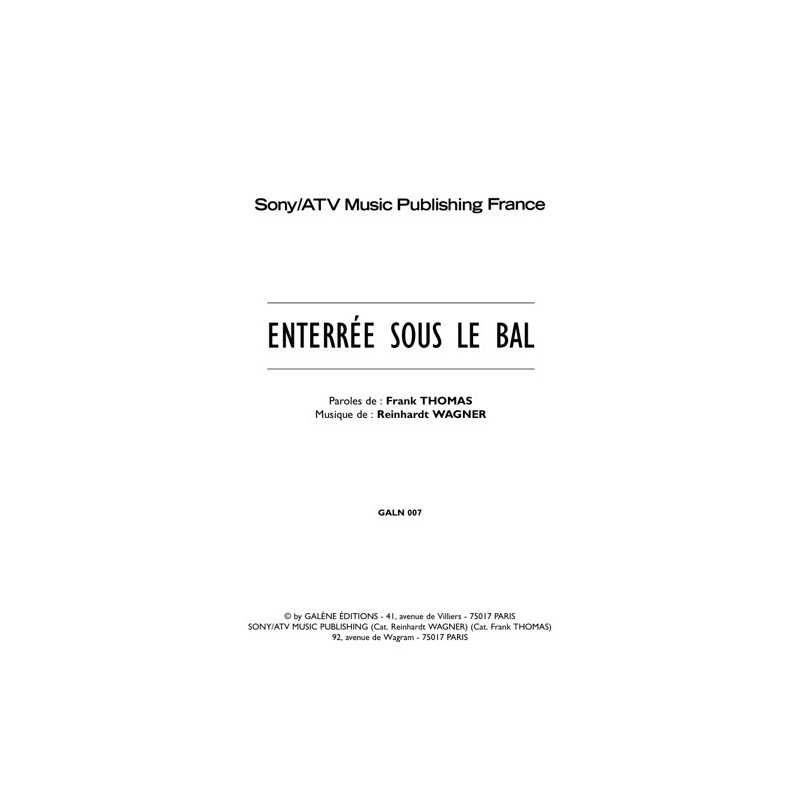 Partition ENTERRÉE SOUS LE BAL Faubourg 36