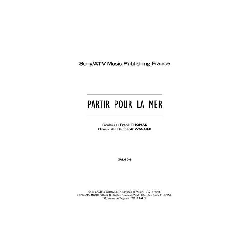 Partition PARTIR POUR LA MER Faubourg 36
