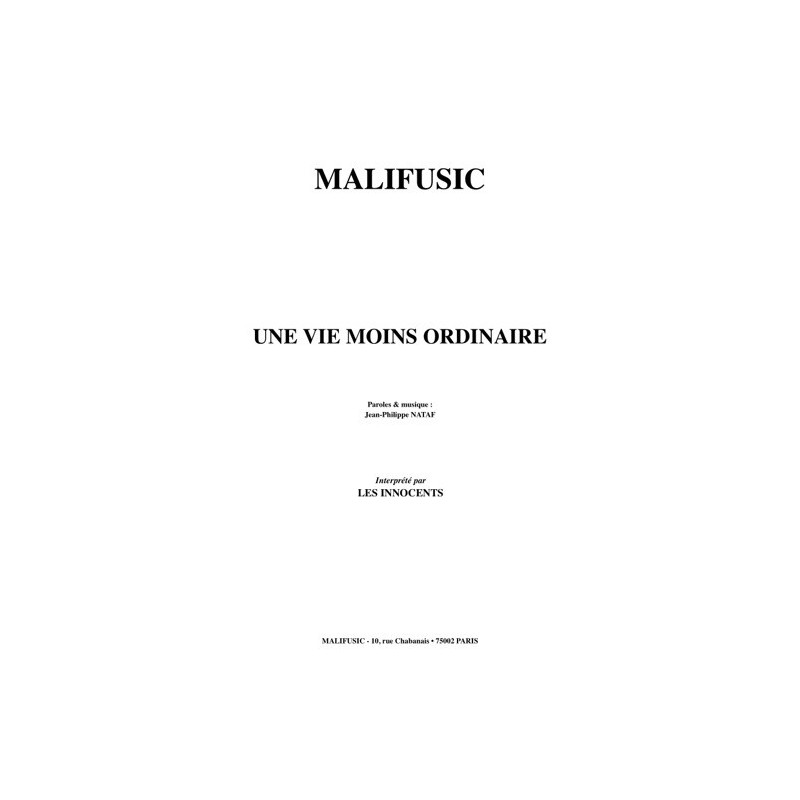 Partition UNE VIE MOINS ORDINAIRE LES INNOCENTS pdf