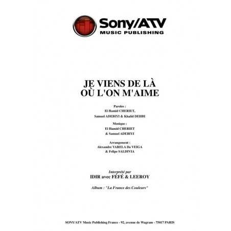 JE VIENS DE LÀ OÙ L'ON M'AIME