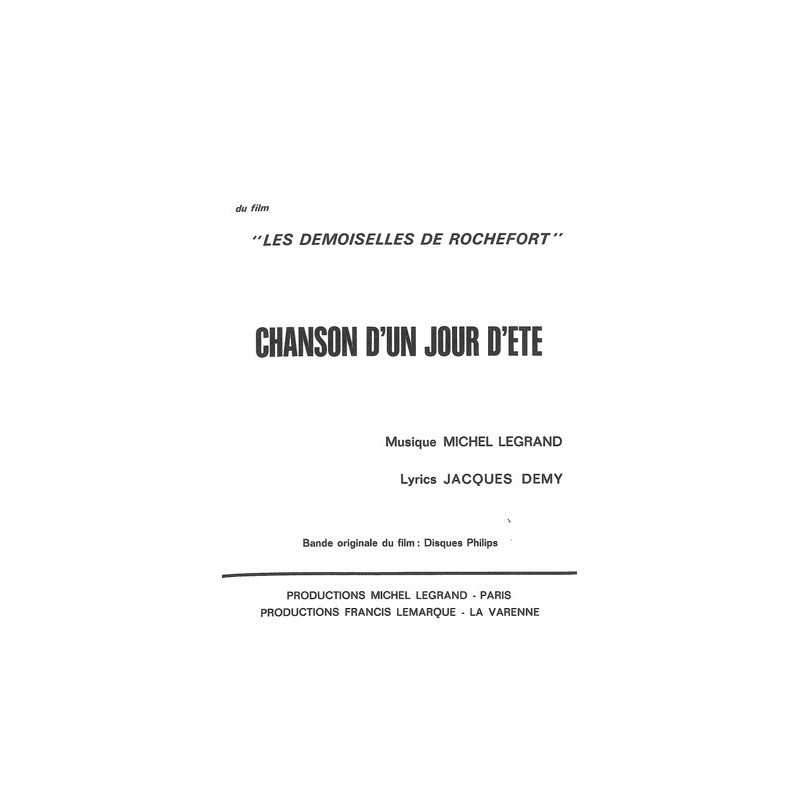 Sheet music CHANSON D'UN JOUR D'ÉTÉ Michel LEGRAND