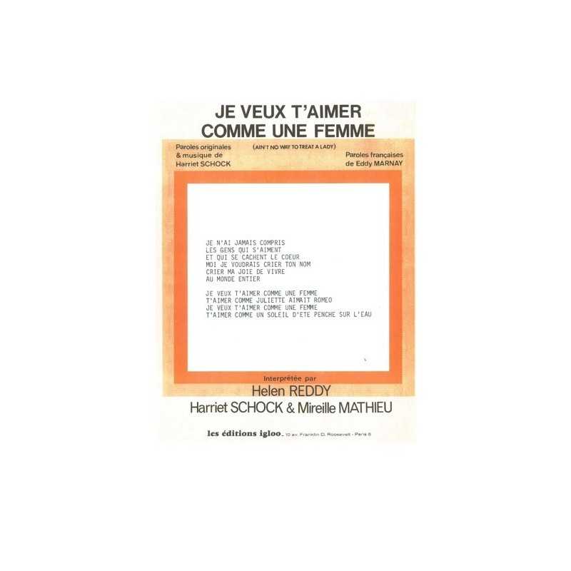 Sheet music JE VEUX T'AIMER COMME UNE FEMME Mireille MATHIEU PDF