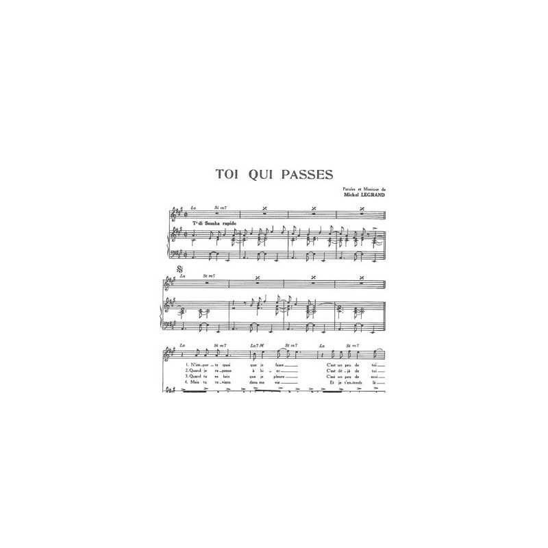 Partition TOI QUI PASSES Michel LEGRAND