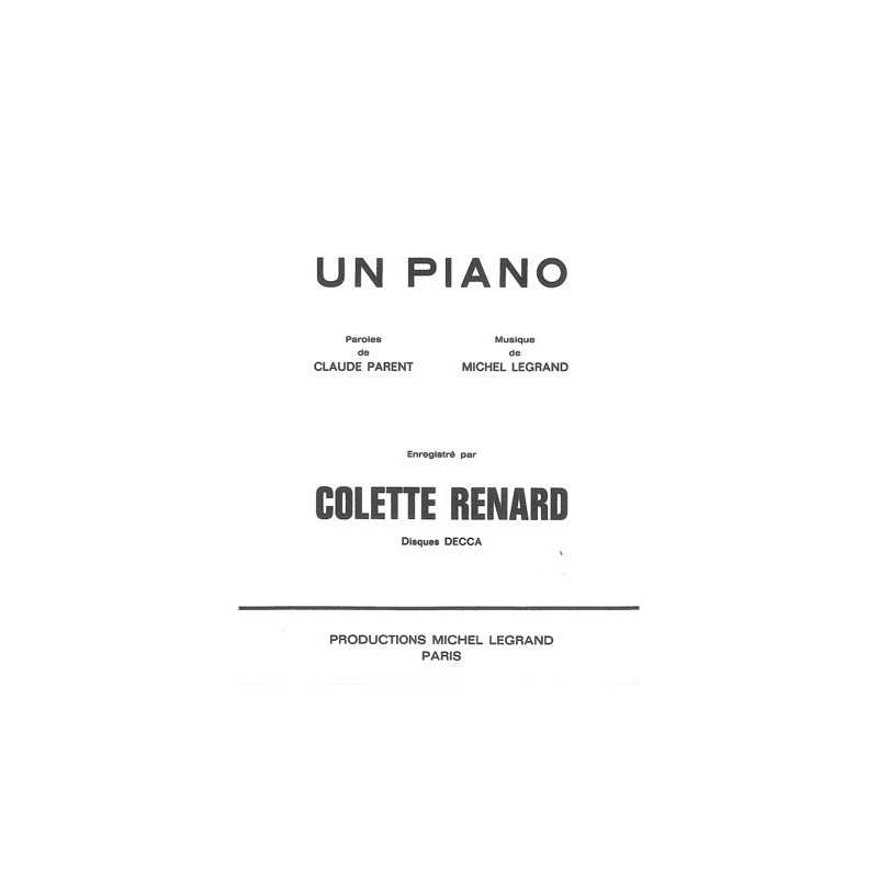 Partition UN PIANO Colette RENARD pdf
