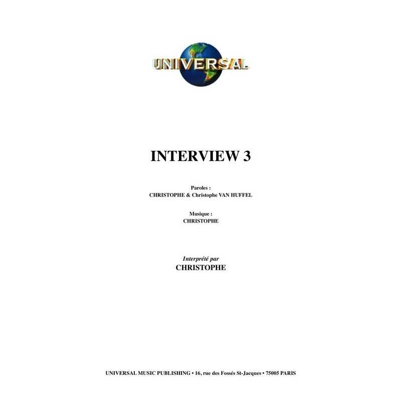 Partition INTERVIEW 3 CHRISTOPHE