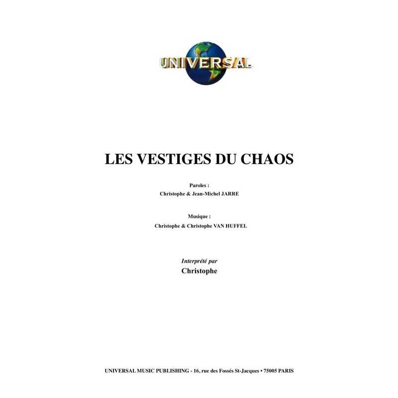 Partition LES VESTIGES DU CHAOS Christophe Jean-Michel JARRE