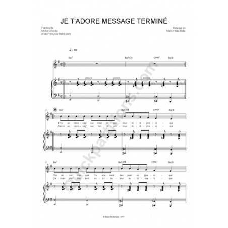 JE T'ADORE MESSAGE TERMINÉ