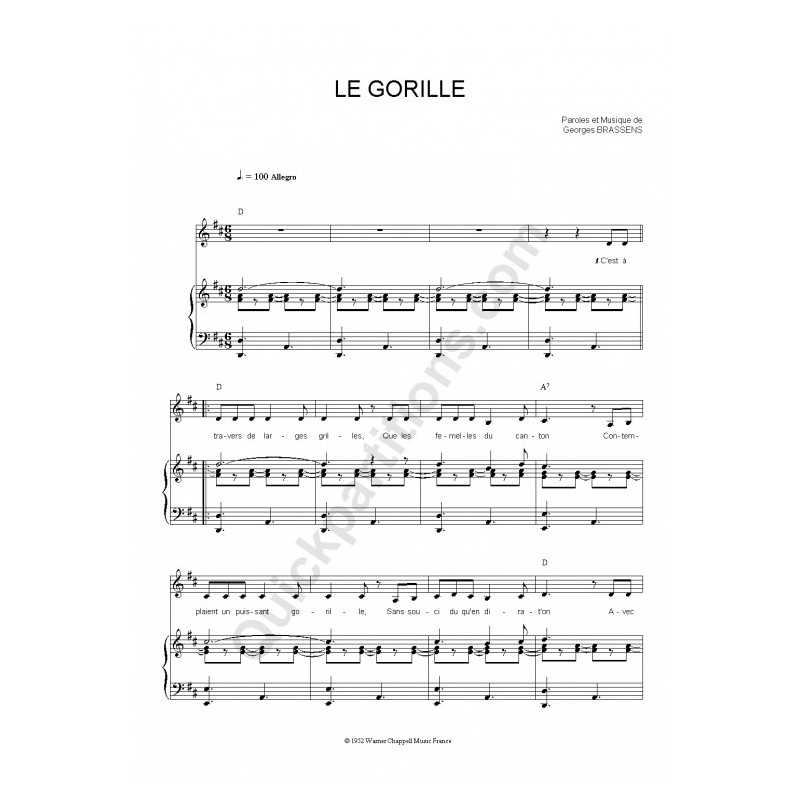 Georges BRASSENS LE GORILLE Partition