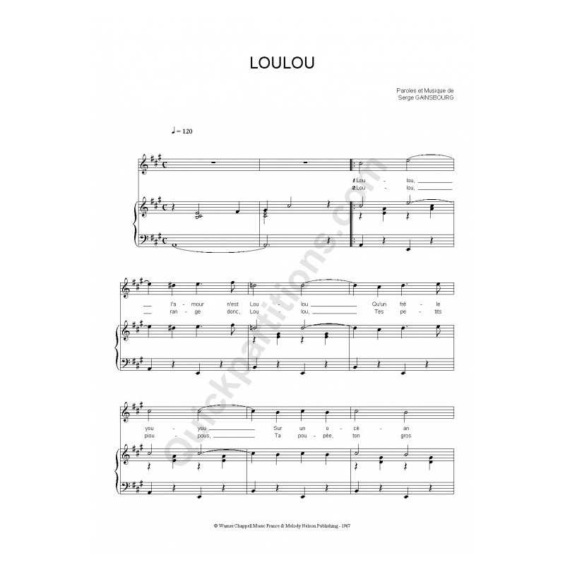Partition LOULOU RÉGINE