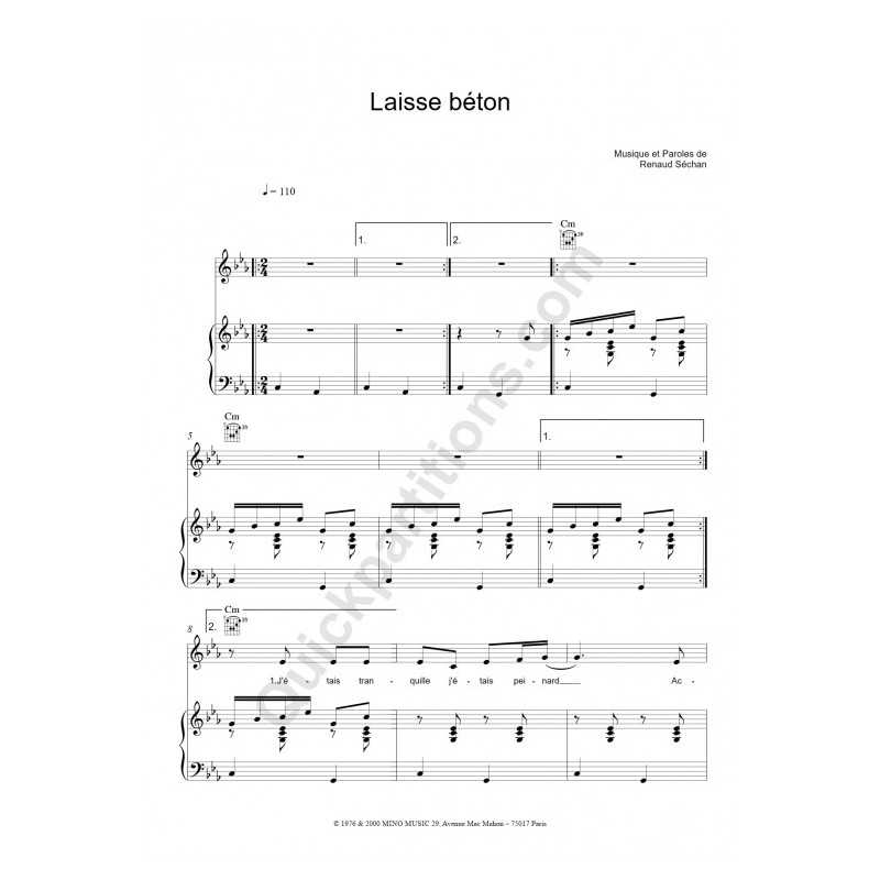 LAISSE BÉTON RENAUD Partition