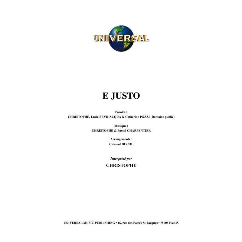 Partition E JUSTO CHRISTOPHE