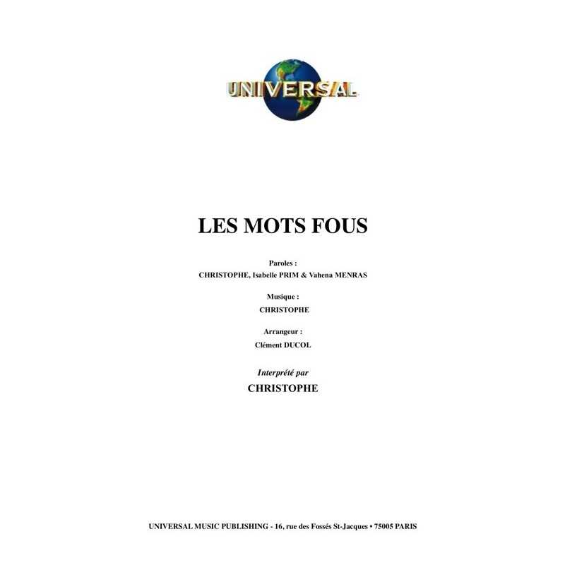 Sheet music LES MOTS FOUS CHRISTOPHE