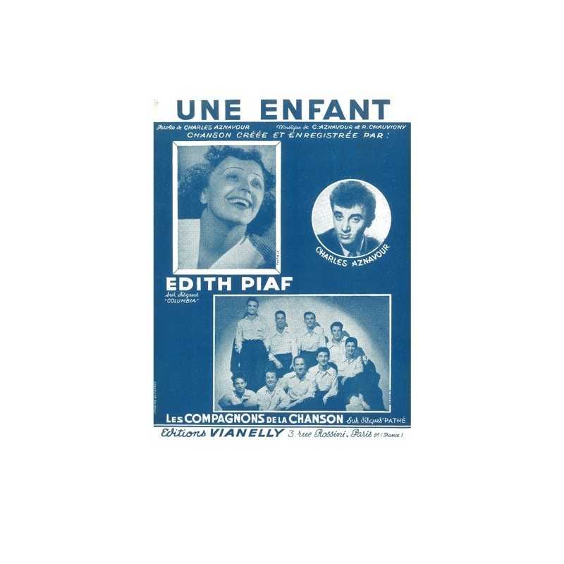 Sheet music UNE ENFANT Charles Aznavour Edith Piaf