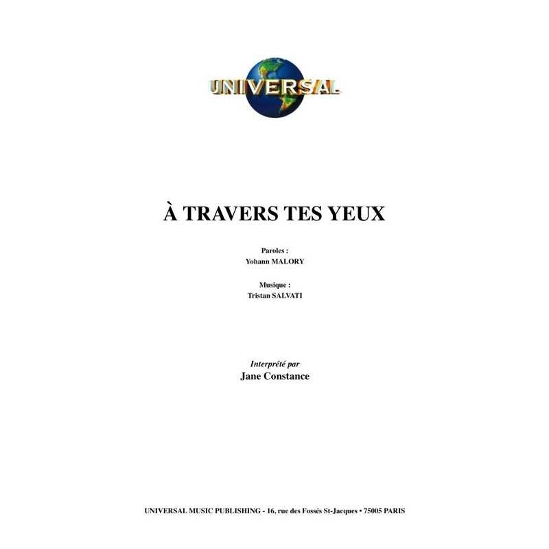 Partition PDF À TRAVERS TES YEUX Jane Constance piano chant guitare