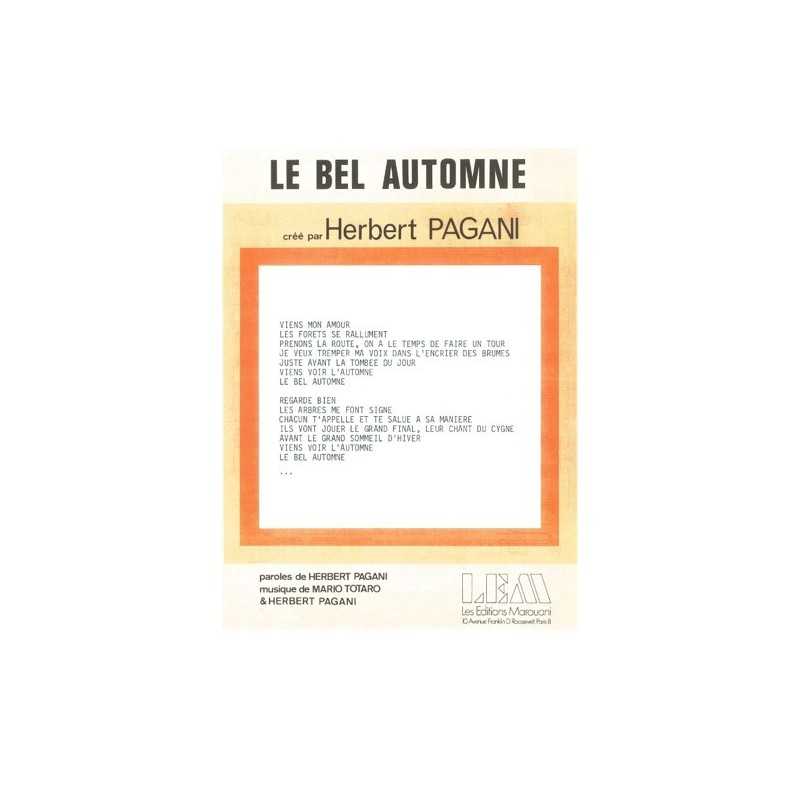 Sheet music LE BEL AUTOMNE Herbert PAGANI PDF