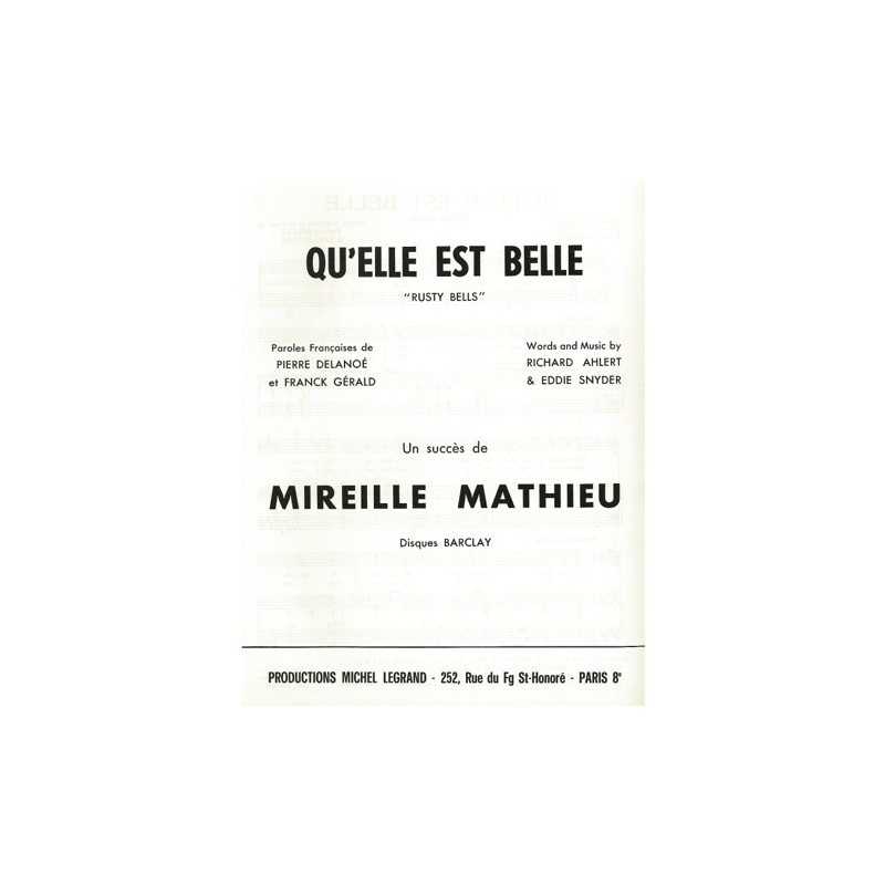 Sheet music QU'ELLE EST BELLE Mireille MATHIEU PDF
