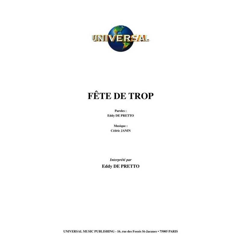 Partition FÊTE DE TROP Eddy DE PRETTO PDF