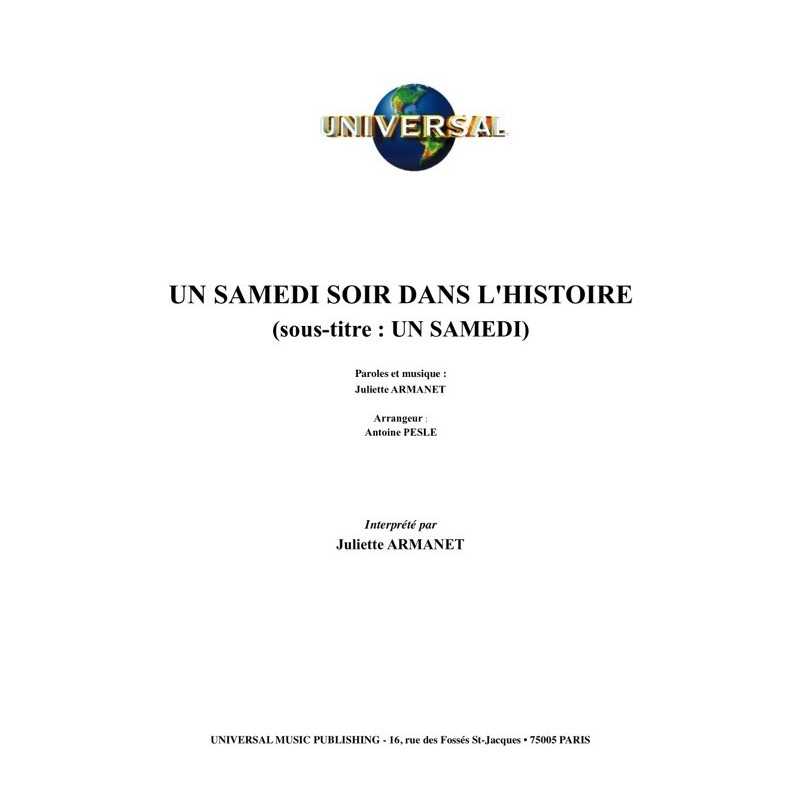 Partition UN SAMEDI SOIR DANS L'HISTOIRE Juliette ARMANET